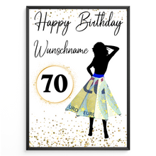 Laden Sie das Bild in den Galerie-Viewer, 70. Geburtstag Geldgeschenk Personalisiert Frauen Geburtstagsgeschenk Geld Geschenk personalisierbar