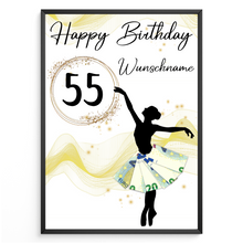 Laden Sie das Bild in den Galerie-Viewer, 55. Geburtstag Geldgeschenk Personalisiert Frauen Freundin Geschenk Ballerina personalisierbar Geburtstagskarte Ballett