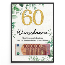 Laden Sie das Bild in den Galerie-Viewer, Personalisiertes Geldgeschenk zum 60. Geburtstag Männer Frauen Geburtstagskarte