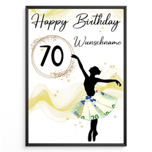 Laden Sie das Bild in den Galerie-Viewer, 70. Geburtstag Geldgeschenk Personalisiert Frauen Freundin Geschenk Ballerina personalisierbar Geburtstagskarte Ballett