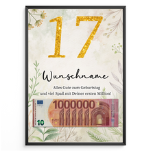 Laden Sie das Bild in den Galerie-Viewer, Personalisiertes Geldgeschenk zum 17. Geburtstag Männer Frauen Geburtstagsgeschenk Geld Geschenkidee personalisierbar