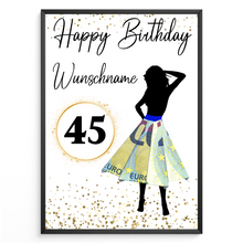 Laden Sie das Bild in den Galerie-Viewer, 45. Geburtstag Geldgeschenk Personalisiert Frauen Geburtstagsgeschenk Geld Geschenk personalisierbar