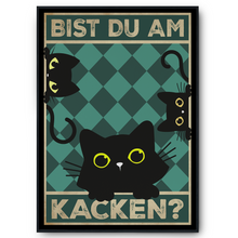 Laden Sie das Bild in den Galerie-Viewer, Bist du am Kacken? Katzen Poster Badezimmer Gästebad Wandbild Klo Toilette Dekoration Lustiges Gäste-WC Bild DIN A4 - Katzen 04