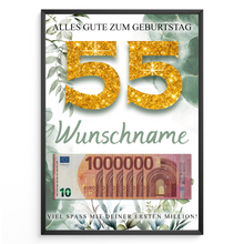Laden Sie das Bild in den Galerie-Viewer, Personalisiertes Geldgeschenk zum 55. Geburtstag Männer Frauen Geburtstagsgeschenk Geld Geschenk personalisierbar