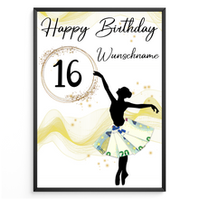 Laden Sie das Bild in den Galerie-Viewer, 16. Geburtstag Geldgeschenk Personalisiert Frauen Freundin Geschenk Ballerina personalisierbar Geburtstagskarte Ballett