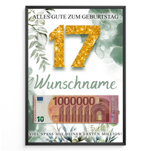 Laden Sie das Bild in den Galerie-Viewer, Personalisiertes Geldgeschenk zum 17. Geburtstag Männer Frauen Geburtstagsgeschenk Geld Geschenk personalisierbar
