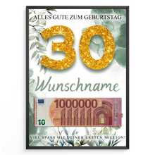 Laden Sie das Bild in den Galerie-Viewer, Personalisiertes Geldgeschenk zum 30. Geburtstag Männer Frauen Geburtstagsgeschenk Geld Geschenk personalisierbar