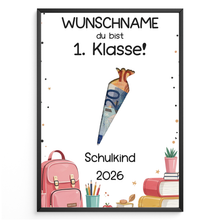 Laden Sie das Bild in den Galerie-Viewer, Personalisiertes Geldgeschenk zum Schulanfang Schultüte 1. Klasse Schulkind