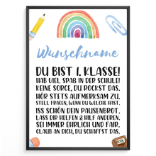 Laden Sie das Bild in den Galerie-Viewer, Personalisiertes Geschenk zum Schulanfang Affirmationsposter Einschulung