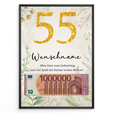 Laden Sie das Bild in den Galerie-Viewer, Personalisiertes Geldgeschenk zum 55. Geburtstag Männer Frauen Geburtstagsgeschenk Geld Geschenkidee personalisierbar