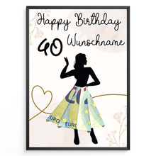 Laden Sie das Bild in den Galerie-Viewer, Geldgeschenk zum 40. Geburtstag Personalisiert Frauen Geburtstagsgeschenk Freundin Geld Geschenkidee