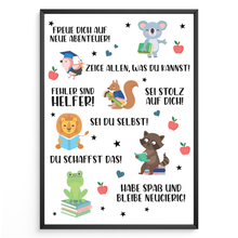 Laden Sie das Bild in den Galerie-Viewer, Affirmationsposter Geschenk Schulanfang Einschulung Mutmacher Motivation