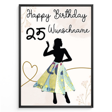 Laden Sie das Bild in den Galerie-Viewer, Geldgeschenk zum 25. Geburtstag Personalisiert Frauen Geburtstagsgeschenk Freundin Geld Geschenkidee