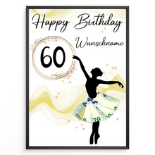 Laden Sie das Bild in den Galerie-Viewer, 60. Geburtstag Geldgeschenk Personalisiert Frauen Freundin Geschenk Ballerina personalisierbar Geburtstagskarte Ballett