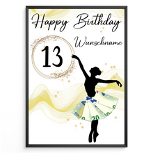 Laden Sie das Bild in den Galerie-Viewer, 13. Geburtstag Geldgeschenk Personalisiert Frauen Freundin Geschenk Ballerina personalisierbar Geburtstagskarte Ballett