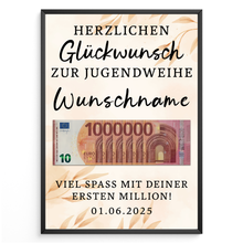Laden Sie das Bild in den Galerie-Viewer, Jugendweihe Geldgeschenk Personalisiert Geschenkidee Jugendweihe Geschenk