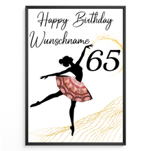 Laden Sie das Bild in den Galerie-Viewer, 65. Geburtstag Geldgeschenk Personalisiert Frauen Freundin Geld Ballerina Geburtstagskarte Ballett
