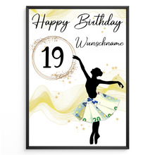 Laden Sie das Bild in den Galerie-Viewer, 19. Geburtstag Geldgeschenk Personalisiert Frauen Freundin Geschenk Ballerina personalisierbar Geburtstagskarte Ballett