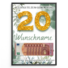 Laden Sie das Bild in den Galerie-Viewer, Personalisiertes Geldgeschenk zum 20. Geburtstag Männer Frauen Geburtstagsgeschenk Geld Geschenk personalisierbar