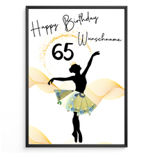 Laden Sie das Bild in den Galerie-Viewer, 65. Geburtstag Geldgeschenk Personalisiert Frauen Freundin Geld Ballerina Geburtstagskarte Ballett