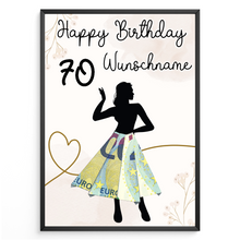 Laden Sie das Bild in den Galerie-Viewer, Geldgeschenk zum 70. Geburtstag Personalisiert Frauen Geburtstagsgeschenk Freundin Geld Geschenkidee