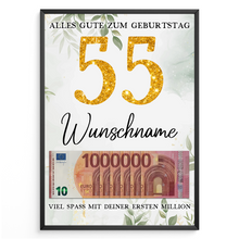 Laden Sie das Bild in den Galerie-Viewer, Personalisiertes Geldgeschenk zum 55. Geburtstag Frauen Männer Geburtstagsgeschenk Geld Geschenkidee personalisierbar