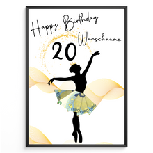 Laden Sie das Bild in den Galerie-Viewer, 20. Geburtstag Geldgeschenk Personalisiert Frauen Freundin Geld Ballerina Geburtstagskarte Ballett