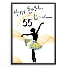 Laden Sie das Bild in den Galerie-Viewer, 55. Geburtstag Geldgeschenk Personalisiert Frauen Freundin Geld Ballerina Geburtstagskarte Ballett