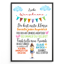 Laden Sie das Bild in den Galerie-Viewer, Personalisiertes Geschenk zur Einschulung Mädchen Schulanfang Schultüte