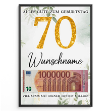 Laden Sie das Bild in den Galerie-Viewer, Personalisiertes Geldgeschenk zum 70. Geburtstag Frauen Männer Geburtstagsgeschenk Geld Geschenkidee personalisierbar