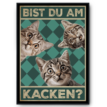 Laden Sie das Bild in den Galerie-Viewer, Bist du am Kacken? Katzen Poster Badezimmer Gästebad Wandbild Klo Toilette Dekoration Lustiges Gäste-WC Bild DIN A4 - Katzen 02