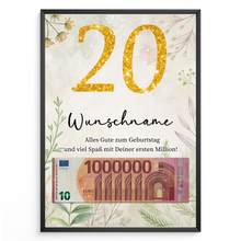 Laden Sie das Bild in den Galerie-Viewer, Personalisiertes Geldgeschenk zum 20. Geburtstag Männer Frauen Geburtstagsgeschenk Geld Geschenkidee personalisierbar