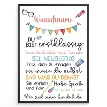 Laden Sie das Bild in den Galerie-Viewer, Personalisiertes Geschenk zum Schulanfang Affirmation Motivation Schulkind