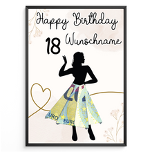 Laden Sie das Bild in den Galerie-Viewer, Geldgeschenk zum 18. Geburtstag Personalisiert Frauen Geburtstagsgeschenk Freundin Geld Geschenkidee