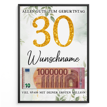 Laden Sie das Bild in den Galerie-Viewer, Personalisiertes Geldgeschenk zum 30. Geburtstag Frauen Männer Geburtstagsgeschenk Geld Geschenkidee personalisierbar