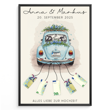 Laden Sie das Bild in den Galerie-Viewer, Hochzeitsauto Geldgeschenk Personalisiert Hochzeitsgeschenk personalisierbar Brautpaar Hochzeit
