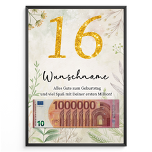 Laden Sie das Bild in den Galerie-Viewer, Personalisiertes Geldgeschenk zum 16. Geburtstag Männer Frauen Geburtstagsgeschenk Geld Geschenkidee personalisierbar