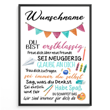 Laden Sie das Bild in den Galerie-Viewer, Personalisiertes Geschenk Schulanfang Affirmation Motivation Schulkind