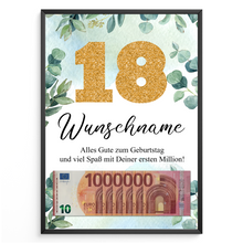 Laden Sie das Bild in den Galerie-Viewer, Personalisiertes Geldgeschenk zum 18. Geburtstag Männer Frauen Geburtstagsgeschenk Geld Geschenk personalisierbar