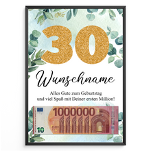Laden Sie das Bild in den Galerie-Viewer, Personalisiertes Geldgeschenk zum 30. Geburtstag Männer Frauen Geburtstagsgeschenk Geld Geschenk personalisierbar