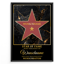 Laden Sie das Bild in den Galerie-Viewer, Personalisiertes Star of Fame Poster – Hollywood Stern mit Name – Wunschtext & Datum – Geschenkidee Geburtstag, Jubiläum, Auszeichnung