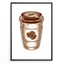 Laden Sie das Bild in den Galerie-Viewer, Coffee To Go Poster Vintage Kaffeebecher Wandbild Café Deko