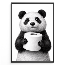 Laden Sie das Bild in den Galerie-Viewer, Lustiges Badezimmer Poster Panda mit Klopapier Humorvolle Wanddeko für Toilette, Gäste-WC, Badezimmer Deko WC Humor Tiere witziger Panda