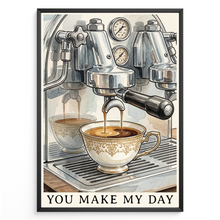 Laden Sie das Bild in den Galerie-Viewer, Espresso Poster Vintage Kaffeemaschine Wandbild Küche Barista Deko