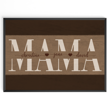 Laden Sie das Bild in den Galerie-Viewer, Personalisiertes Mama Poster mit Namen – Holzoptik Wandbild – Geschenk für Mama, Muttertag Geschenk, Familienposter personalisiert