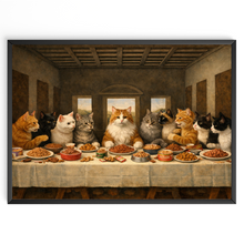 Laden Sie das Bild in den Galerie-Viewer, Katzen Abendmahl Poster – Lustige Kunst Parodie mit Katzen, Geschenkidee