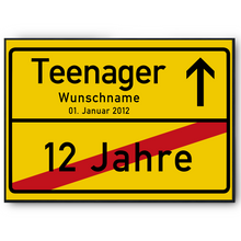 Laden Sie das Bild in den Galerie-Viewer, Personalisiertes Teenager Ortsschild Poster Teenager Geschenkidee zum 13. Geburtstag Geschenk personalisiert