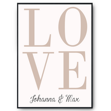 Laden Sie das Bild in den Galerie-Viewer, LOVE Partner Poster Personalisiert mit Namen Geschenk zur Hochzeit Poster für Paare Verlobte