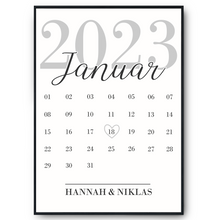 Laden Sie das Bild in den Galerie-Viewer, Personalisiertes Poster für Paare Verlobte Kalender Jahrestag Geschenk zur Hochzeit