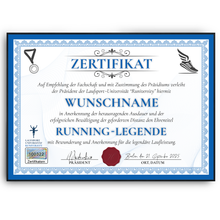 Laden Sie das Bild in den Galerie-Viewer, Personalisierte Läufer Urkunde Lustiges Geschenk für Marathonläufer, Jogger Sportler Marathon Zertifikat Witzig Joggen Running